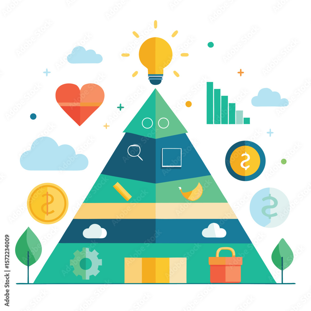 Poster creative vector illustration representing different layers and elements in an organizational structu