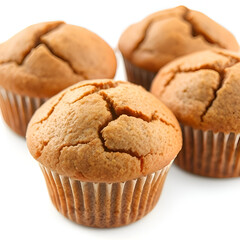 Fresh Chocolate Muffin – Sweet Baked Dessert Isolated on White Background

