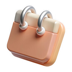 3d rendered peach colored calendar icon with silver spiral binding isolated on transparent background