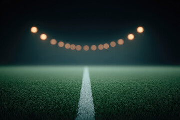 Illuminated night soccer match stadium field sports photography dark environment low angle view competitive spirit