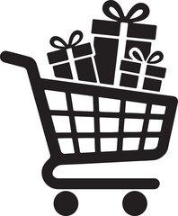 shopping cart filled with gift boxes silhouette design vector art illustration © Mohaiminul