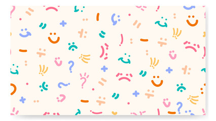 Vector seamless pattern with hand drawn question marks. Colorful background.