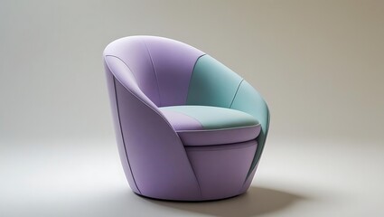 Modern Pastel Swivel Chair: Elegant, Minimalist Design, Studio Shot