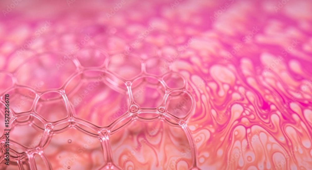 Aufkleber abstract pink bubble texture with cellular structure and fluid patterns close up