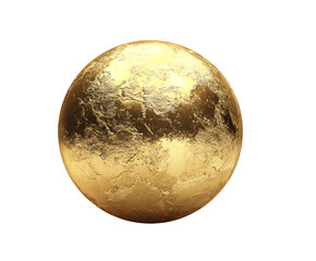Golden Sphere Artistic Element Shiny Ball Metal Texture Planet Conceptual on transparent background