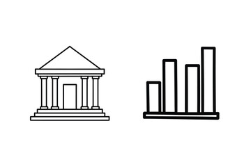 Greek building and bar chart architecture columns