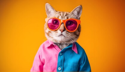 Cool Cat in Sunglasses and Shirt