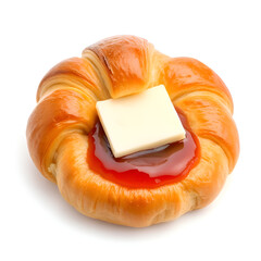 Fresh Croissant Pastry – Delicious French Breakfast Bread Isolated on White Background

