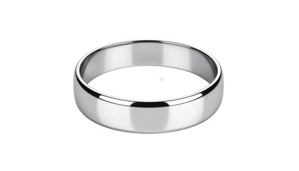 Polished metal wedding band isolated on transparent background