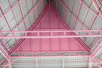 Steel roof frame painted pink