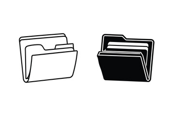 Open document folders black and white file archive