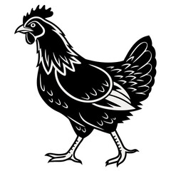 Hen Silhouette Line Art for Farm Design