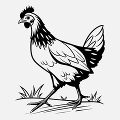 Retro Chicken Silhouette Vector Style