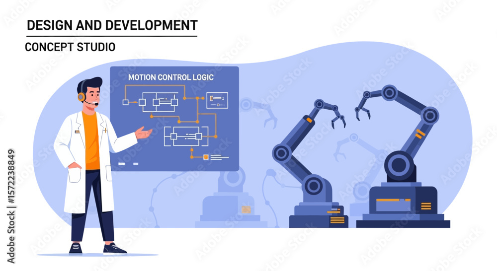 Poster engineering innovation team develops advanced robotic automation systems concept