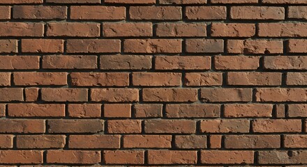 Obraz premium A closeup of a textured reddishbrown brick wall with dark mortar featuring varied brick hues and rough surfaces