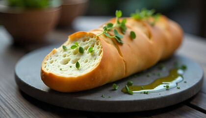 Gourmet Sandwich with Fresh Bread, Cheese, and Vegetables – Delicious Meal on Plate

