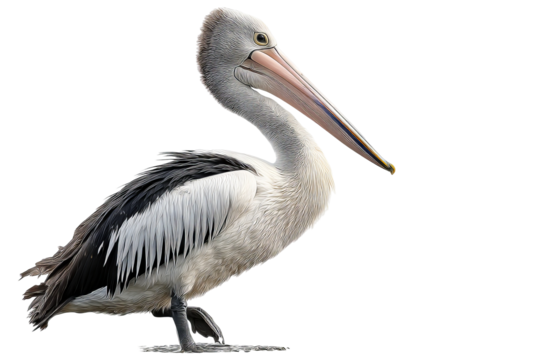 Isolated brown pelican bird with wings spread on transparent background for digital cutout and design projects