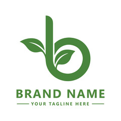 B letter with leaf logo vector illustration icon