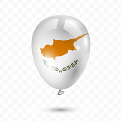 Vector illustration of Cyprus country flag balloon on transparent background, Flying flag balloons for Independence Day celebrations.