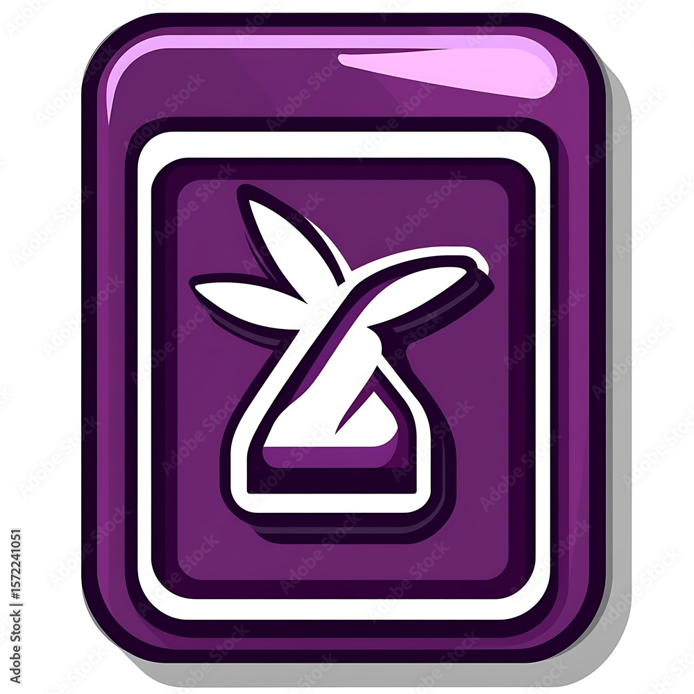 Aufkleber stylized botanical representation icon within a purple rectangular frame design