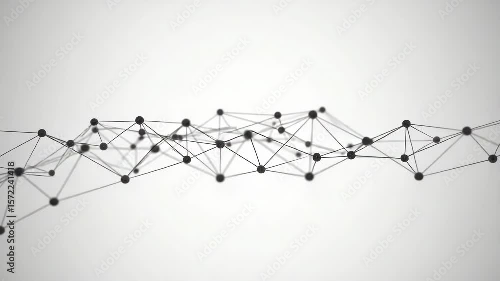 Poster abstract network of connected dots and lines forms a modern design on white