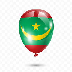 Vector illustration of Mauritania country flag balloon on transparent background, Flying flag balloons for Independence Day celebrations.