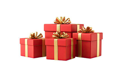 Obraz premium Stack of red gift boxes with gold ribbons