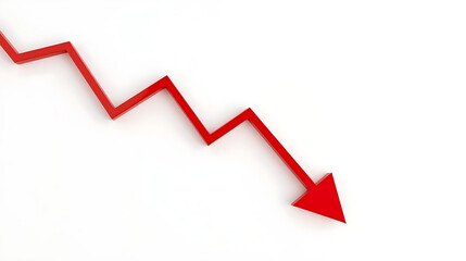 A red zigzag arrow, typically used in financial or performance graphics, represents a decline or decrease.