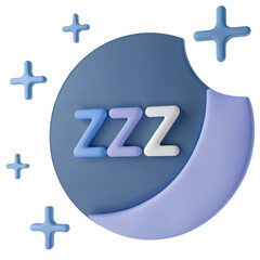 A sleep moon icon with Zzz, dark blue and soft white