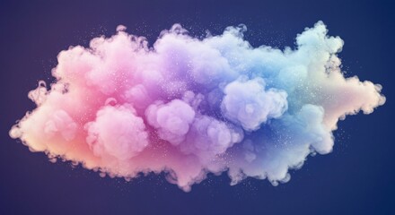 Fototapeta premium Colorful cloud of smoke explosion with sparkling particles against a dark background