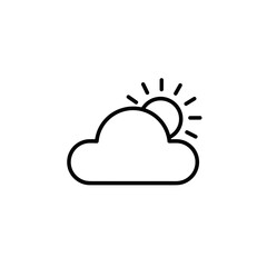 Sun peeking from behind cloud icon representing weather and nature