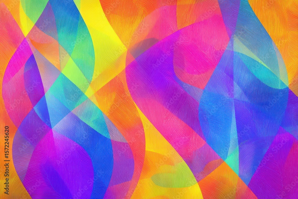 Poster vibrant abstract design with flowing shapes and colors.