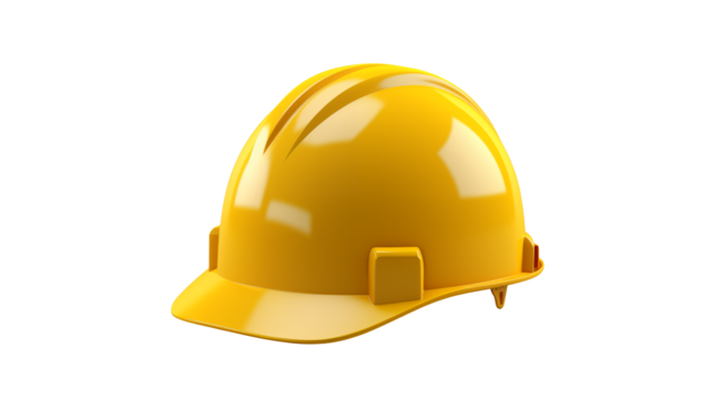 Yellow hardhat provides safety for industrial workers on transparent background