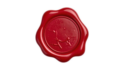 Red wax seal design element isolated on transparent background