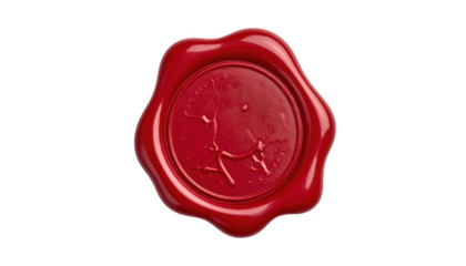 Red wax seal design element isolated on transparent background