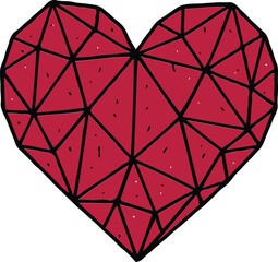 Geometric Heart Low-Poly Crimson Love Symbol Illustration