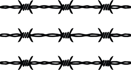 Barbed Wire Seamless Pattern  Sharp, Black, Security Texture for Design