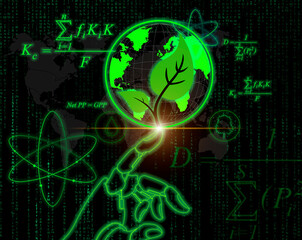 Visual representation of sustainable development concepts with green technology and nature themes