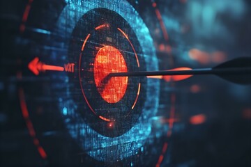 bullseye target with arrow and digital progress bar. precision and achievement concept 