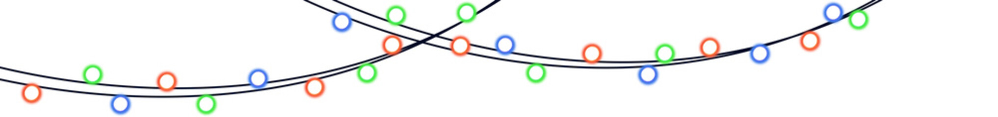 String of festival lights on a black background