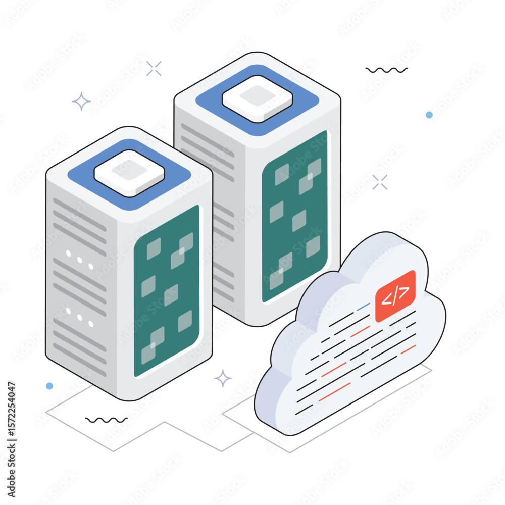 Poster secure cloud access vector isometric illustration. eps 10 file
