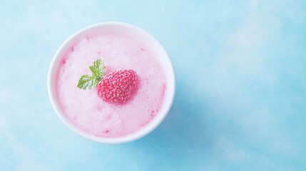 Pink Raspberry Mousse with Mint, Top View