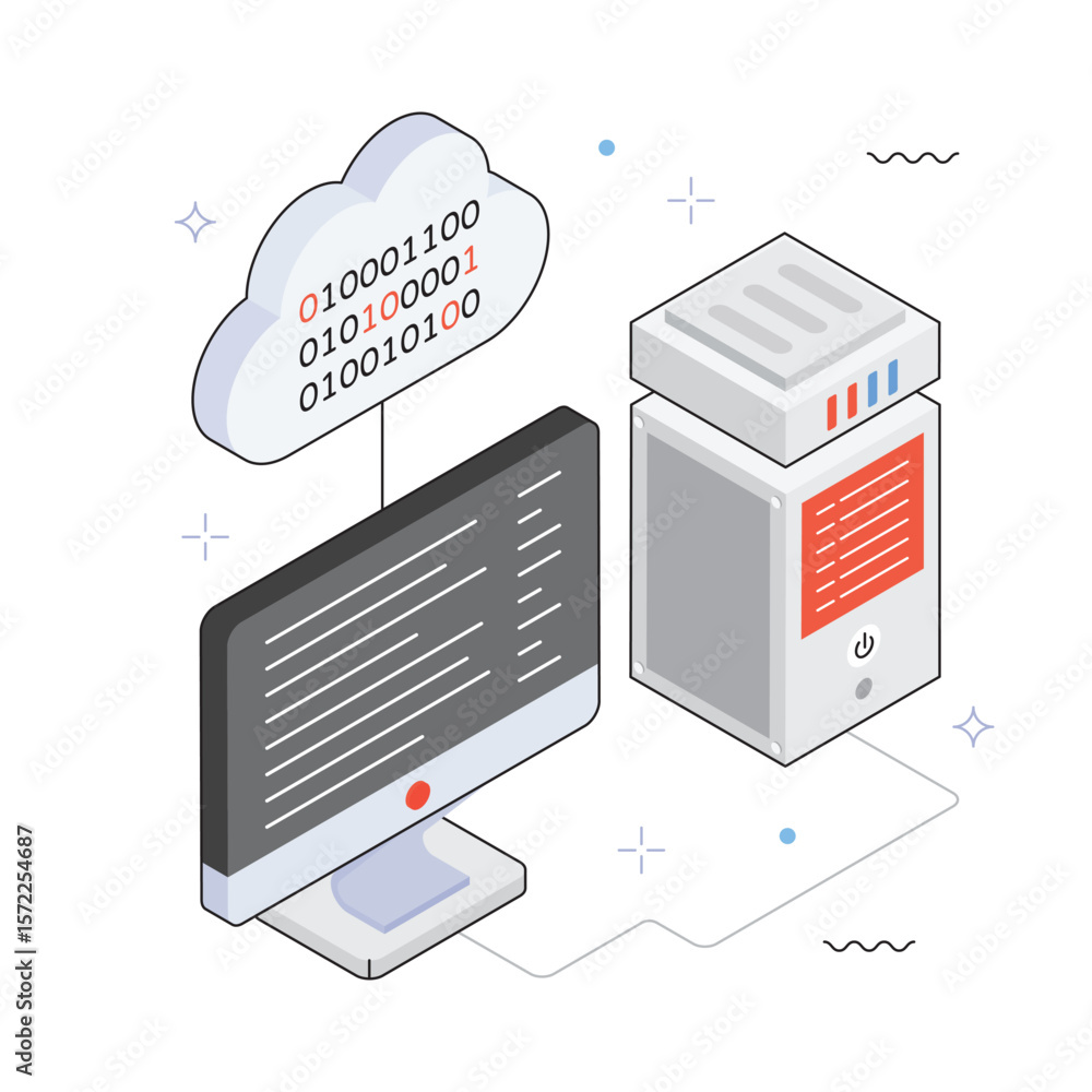 Poster cloud database management system vector isometric illustration. eps 10 file