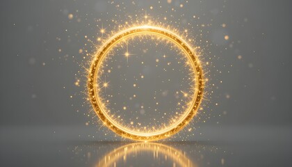 Golden Sparkle Ring Isolated on Transparent Background for Elegant Designs