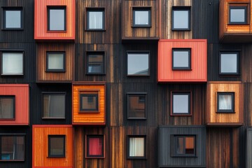 Fototapeta premium Modern, colorful apartment building facade