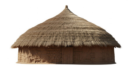 thatched roof house isolated