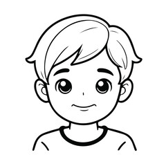 Young boy in casual clothing, neutral expression, against a plain background. Illustration of a child's head and shoulders. Generic coloring book character. No specific location.