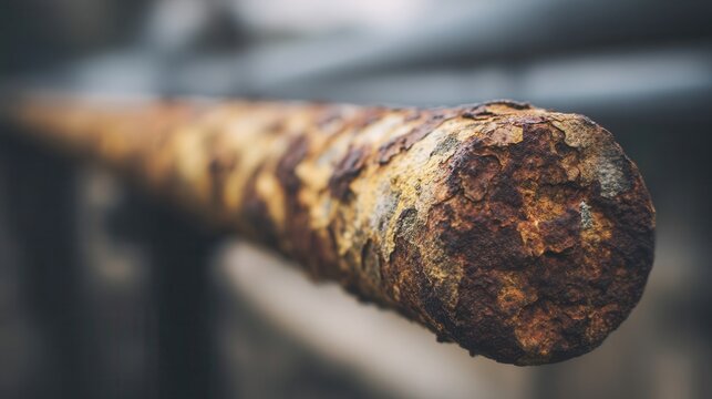 Close-up view of a rusty metal pipe section. - Powered by Adobe