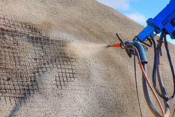 Sprayed concrete by machines for Prevent the collapse with rocks