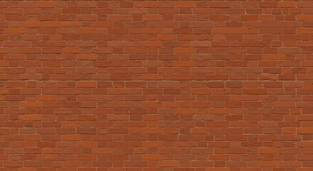 Red brick wall with uniform pattern varying red hues and visible light mortar lines